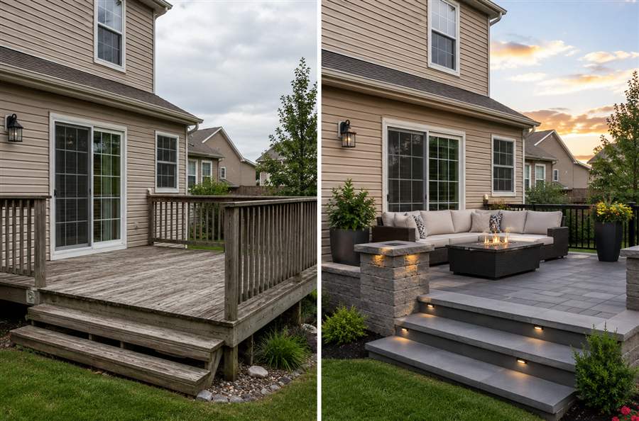 Deck build — before and after